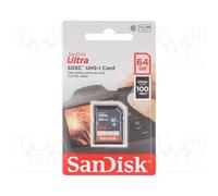 1 pcs x SANDISK - SDSDUNR-064G-GN3IN - Memory card, Ultra, SDXC, R: 100MB/s, Cla