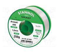 1 pcs x STANNOL - 811009 - Soldering wire, Sn99,3Cu0,7, 1mm, 250g, lead free, re