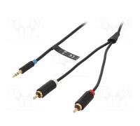 1 pcs x VENTION - BCLBK - Cable, Jack 3.5mm plug,RCA plug x2, 8m, Plating: gold-