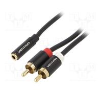 1 pcs x VENTION - VAB-R01-B100 - Cable, Jack 3.5mm socket,RCA plug x2, 1m, Plati