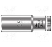 1 pcs x WERA - 5004537001 - Socket, 6-angles,socket spanner, HEX 15mm, 3/8', 64m