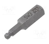 1 pcs x WERA - 5056352001 - Screwdriver bit, hex key,spherical, HEX 3mm, Overall