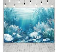 1 pearl shell background with deep-sea coral and sea scallops, polyester underwater shelter background 210X150cm