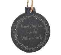 1 Personalised Customised Christmas Wreath Xmas Festive Slate Bauble Tree Gift Decoration Present 70mm Primary Teaching Services