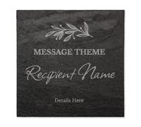1 Personalised Customised Engraved Square Smooth Slate Drinks Coaster Gift Present 100mm X 100mm Primary Teaching Services