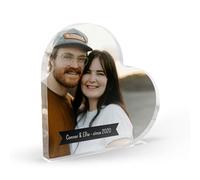1 Personalised Customised Photo Text Upload Acrylic Freestanding Photo Frame Love Heart Block or Coaster as Gift Present Christmas Anniversary Valentines 100mm X 100mm Primary Teaching Services