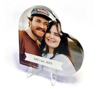 1 Personalised Customised Photo Text Upload Acrylic Photo Frame Love Heart Block With Stand Gift Present Christmas Anniversary Valentines 100mm Primary Teaching Services