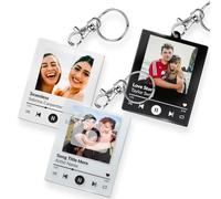 1 Personalised Music Player Photo Text Upload Rectangular Acrylic Birthday Anniversary Keepsake Keyring 63mm x 51mm Primary Teaching Services