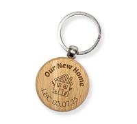 1 Personalised Wooden Etched Circular Keyring Wording Text Image Choice Birthday Anniversary New Home Keepsake 45mm Primary Teaching Services