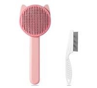 1 Pet Comb With 1 Flea Comb, Fine Teeth Pet Grooming Brush, Pet Hair Remover, Massage Brush, Suitable For Pet Grooming (Pink)