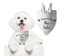 1 Pet Dog Handkerchief White Dog Bandana Triangle Pet Handkerchief "Hurry Up Big Brothers" Lettered Paw Washable Scarf For Large or Small Dogs Gender Reveal