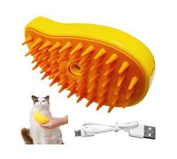 1 Pet Massage Comb, 1 Data Cable, Hair Cleaning Brush, Steam Massage Brush, Cat Massage Comb, Pet Electric Massage Comb (Yellow)