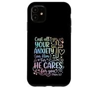 1 Peter 5:7 Cast All Your Anxiety On Him Bible Verse Case for iPhone 11