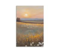 1 Peter 5 7 Watercolor ChristianCanvas Poster Wall Art Poster for Room Living Room Study Aesthetics And DecorationUnframe-style 08x12inch(20x30cm)