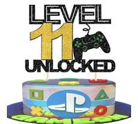 1 Piece 11 Video Game Cake Topper Glitter Gaming Level Unlocked Cake Decoration 11th Birthday Game Consoles Cake Decoration for Boys Girls Game Console Theme Birthday Party Cake Decorations