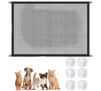 1-Piece 110x72cm Dog Gate With 6 Hooks, Stair Gates for Dogs No Drilling Installation, Cat Gate with 6 Hooks for Stairs and Doorways, Expandable Mesh Pet Barrier for Home and Travel Use
