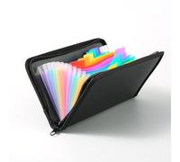 1 Piece 13 Compartment File Bag, Double-Ended Zip Receipt Bag, Rainbow Lined File Bag, Receipt Organizer Wallet, Bill Organizer, Mini Multi-Color Label File Bag