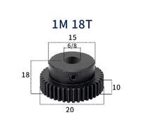 1 Piece 1M18T Spur Gear Bore 6mm 6.35mm 8mm Pinion Gear Low 45# Steel Material High Quality Gear Wheel For Motor(6mm,3pcs 1M 18 Teeth)