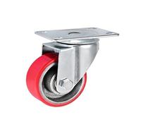 1 Piece 2.5 inch/3 inch/4 inch/5 inch Iron core Polyurethane Caster PU Swivel Wheel Medium Silent red(Universal,4 Inch)
