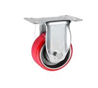 1 Piece 2.5 inch/3 inch/4 inch/5 inch Iron core Polyurethane Caster PU Swivel Wheel Medium Silent red(Fixed,2.5 Inch)