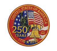 1 Piece 250 Years Amniversary Commemorative US Flag with Liberty Bell/Statue Badge Embroidered Iron On Sew On Patch