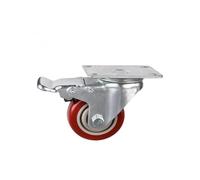 1 piece 3 inch caster with brake medium size maroon double bearing silent roller PVC