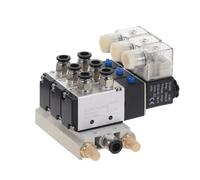 1 Piece 3-Way 4V210-08 Pneumatic DC12V DC24V AC110 AC220 Triple Solenoid Valve with Base Push-in Connector Silencer(8mm Fittings,AC 110V)