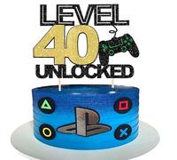 1 Piece 40 Video Game Cake Decoration Glitter Gaming Level Unlocked 40th Birthday Cake Decoration Game Consoles Cake Topper for Boys Girls Game Console Theme Birthday Party Cake Topper