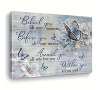 1 Piece 40x50cm Rustic Style "Inspirational Quote, Butterfly and Purple Floral " Canvas Paintings, Wall Art Poster and Prints, Wall Picture for Living Room, Bedroom, Dining Room, Office（without frame）
