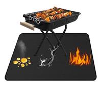 1 Piece 40x60cm Heat Proof Mat, Premium BBQ Mat for Camping Grilling & Outdoor Grilling, Durable BBQ Sheets Mats (Black)