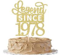 1 Piece 48th "Legend Since 1978" Cake Decoration Glitter Happy Birthday 48th Cake Decoration for 48 Fabulous Cheers on 48th Birthday Anniversary Party Cake Decorations Gold