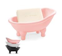 1 Piece 5.6" Ceramic Mini Bathtub Soap Dish Bathroom Jewellery Organiser Vintage Decortative Bathroom Soap Dish(Red)