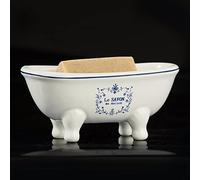 1 Piece 5.7" Aqua Eden Mini Ceramic Clawfoot Double Ended Bathtub Soap Dish Vintage Decortative Soap Dish