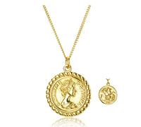 1 Piece 925 Sterling Silver Women Image Coin Pendant Long Chain Necklace Gold Double Side Horse 2 Types Rock Punk Jewelry