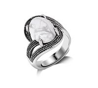 1 Piece Adjustable Ring Vintage Natural Stone Ring Women's Reiki Healing Charm Finger Ring Men's Jewellery,5 Howlite