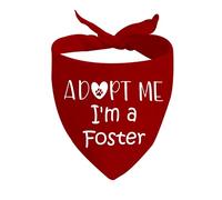 1 Piece Adopt Me I'm a Foster Dog Bandana Adopted Dog Bandana Baby Dog Announcement Dog Bandana (Adopt Me D red)