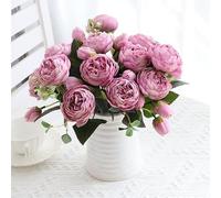 1 Piece Artificial Peony Blooms Silk Cloth Faux Flowers Home Decor Simulation Flowers Wedding Party Dining Table Decoration (Purple)