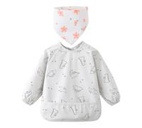 1 Piece Baby Bib, 1 Piece Triangle Scarf, Children's Feeding Bib, Waterproof Long-Sleeved Apron, Dinosaur Printed Bib, Reusable Bib.