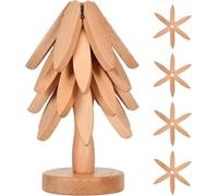 1 Piece Bam-boo Trivet,Trivets for hot pots and Pans,22.5x10x10cm Wood Kitchen Hot Pads Trivet,Heat Resistant Pads,Wooden Trivets for Hot Dishes,Folding Tree Shape Trivet Set