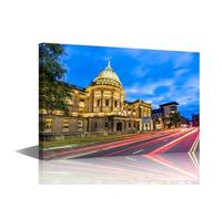 1 Piece Bedroom Wall Decor Glasgow Scotland Wall Art Glasgow Mitchell Library Public Library Home Decor Night Cityscape Bedroom Decor Wall Decoration for Living Room Framed Ready to Hang(12''Wx 18''H)