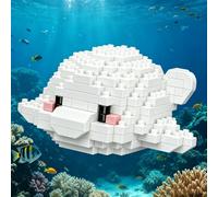 1 Piece Beluga Whale Collectible Figurine, Marine Animal Building Block Statue,Cute White Whale Sculpture,Handcrafted Plastic Ornament, Compact Decor for Desktop, Home, Office and Shelf Display