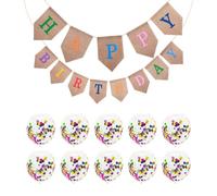 1 Piece Birthday Mabra Flag With Colorful Words, 10 Pieces Colorful Balloons, Birthday Bunting, Happy Birthday Banner, Bunting Decoration, Fabric Bunting