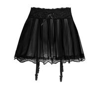 1 Piece Black Half-Body Lace Skirt With Adjustable Laces, Mini Fluffy Skirt, Stylish Lingerie Garters, Sexy Clothing For Women.