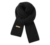 1 Piece Black Knitted Scarf, Winter Scarf, Soft Scarf, Warm Scarf, Simple And Versatile Scarf