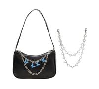 1 Piece Black Shoulder Bag And 1 Piece Bag Chain, Simple And Versatile Shoulder Bag, Women'S Handbag, Fashionable Handbag.
