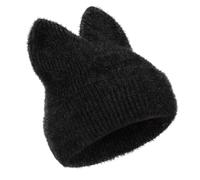 1 Piece Black Warm Hat, Cute Women's Hat, Winter Cold Protection Products, Soft Windproof Hat, Elastic Warm Hat
