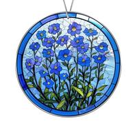 1 Piece Blue Acrylic Sun Catchers for Windows, Forget Me Not Flowers Hanging Ornament, Memorial Garden Decor, Stained Glass Suncatcher for Windows, Glass Window Hanging Ornaments