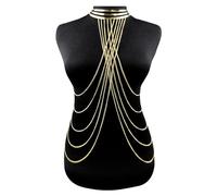 1 Piece Body Necklace, Body Chain for Sexy Women, Layered Tassel Necklace, Bikini Body Jewelry, Fashionable Body Jewelry, Intimate Jewelry for Greek Goddess Costume, Medusa Costume (Gold)