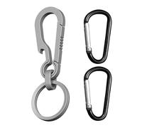 1 Piece Bottle Opening Key Chain, 2 Pieces Black Carabiner Buckles, Titanium Alloy Key Chain, Bottle Cap Opener, Multifunctional Key Chain, Carabiner Buckle, For Hiking, Camping and Daily Use