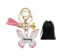 1 Piece Butterfly Keychain and 1 Piece Velvet Bag, Grandmother’S Gift, Acrylic Keychain, Creative Decorative Pendant.
